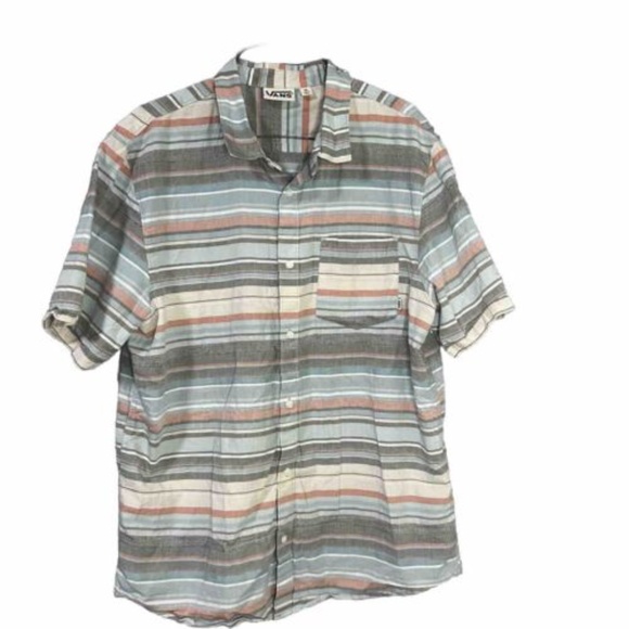 Vans Off The Wall Button Up Collared Short Sleeved Striped Men’s Size XL - Picture 1 of 5